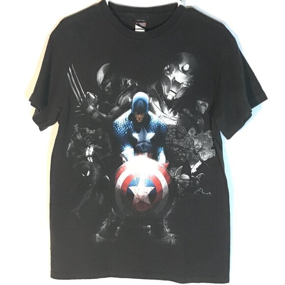 Marvel Captain America X Men Iron Man Black Short Sleeve Tee Shirt XL - Picture 2 of 6